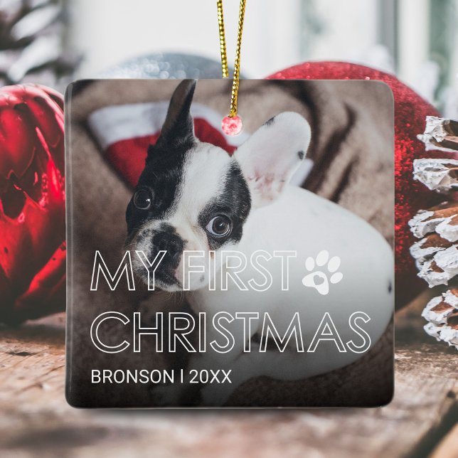 Enfeite de Cerâmica Meu Primeiro Natal Pet (Criador carregado)