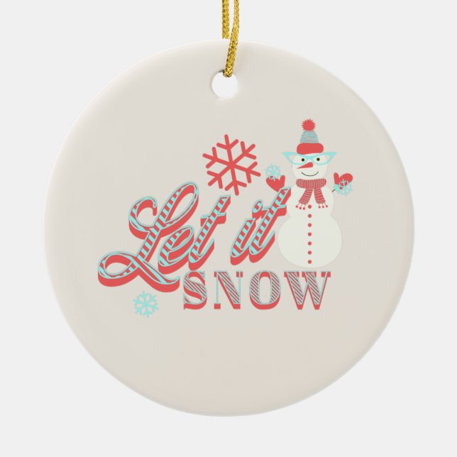 Enfeite de Cerâmica Natal Retro Boneco de Neve Dei (Frente)