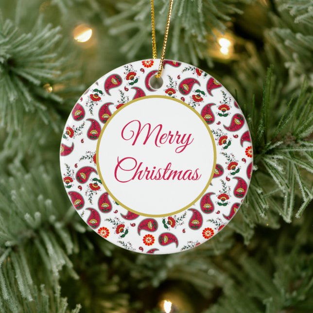 Enfeite de cerâmica paisley de Natal (Árvore)