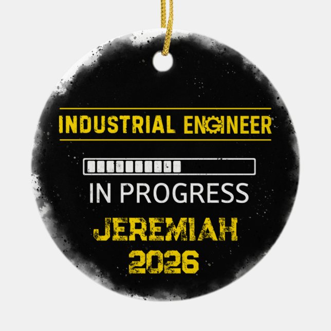 Enfeite de Cerâmica para Futuro Engenheiro Industr (Frente)