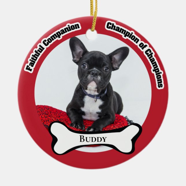 Enfeite de Cerâmica Personalizado com Foto de Cach (Frente)