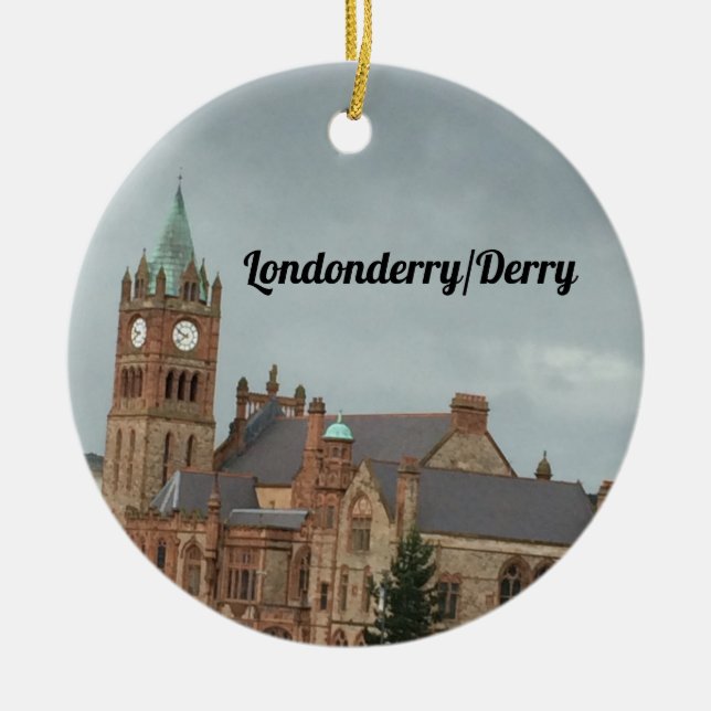 Enfeite de Cerâmica Torre Relógio de Londonderry (Frente)