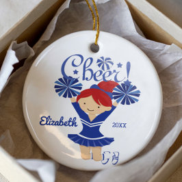 Enfeite de Cheerleader de Cabelo Vermelho Azul e B