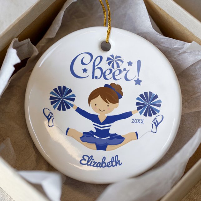 Enfeite de Cheerleader Morena Bonita Azul (Criador carregado)