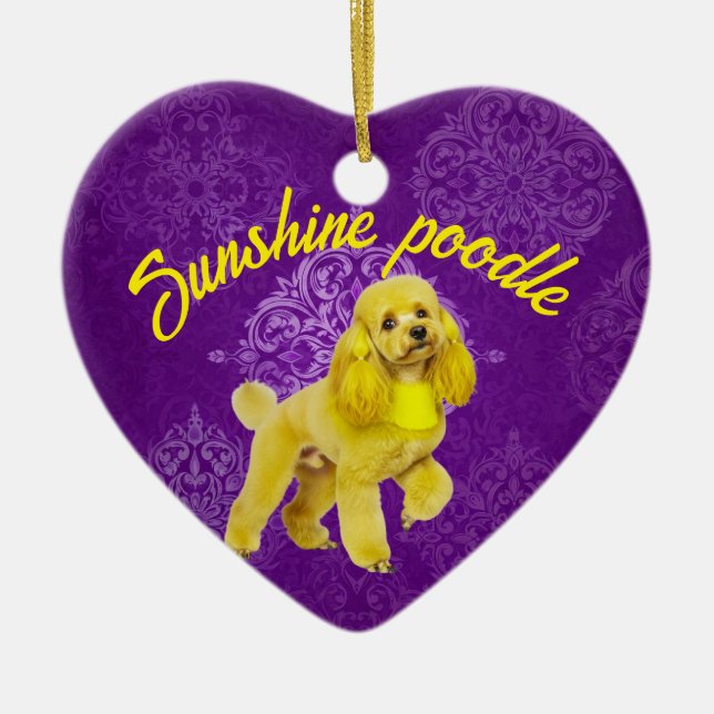 Enfeite de Coração de Poodle Personalizado - Um Pr (Frente)