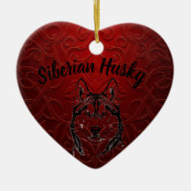 Enfeite de Coração Personalizado para Siberian Hus