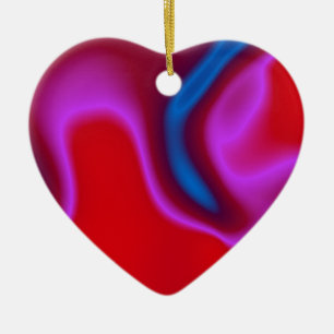 enfeite de coração rosa azul e vermelho