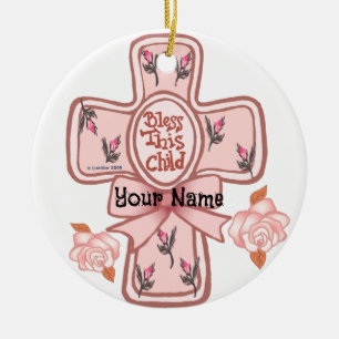 Enfeite de Cruz Cristã Pink Bless This Child