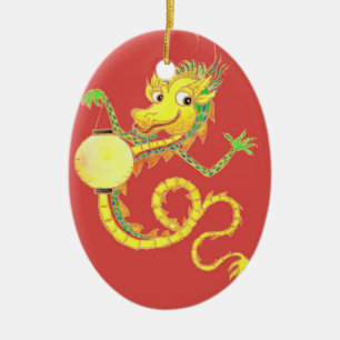 Enfeite de Dragão Chinês Dourado