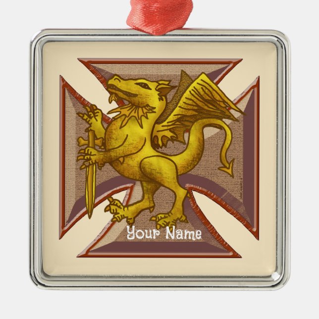 Enfeite de Dragão Cruz Maltesa (Frente)