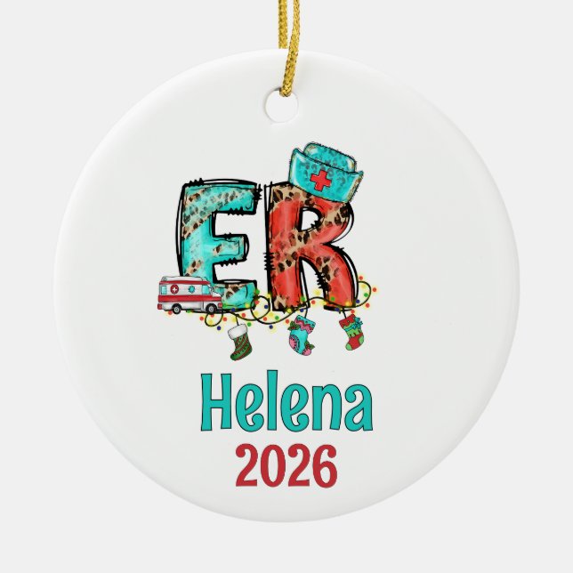 Enfeite de Enfermeira de Emergência Personalizado, (Frente)