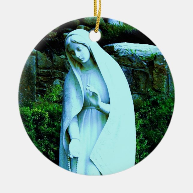 Enfeite de estátua azul da Virgem Maria (Frente)