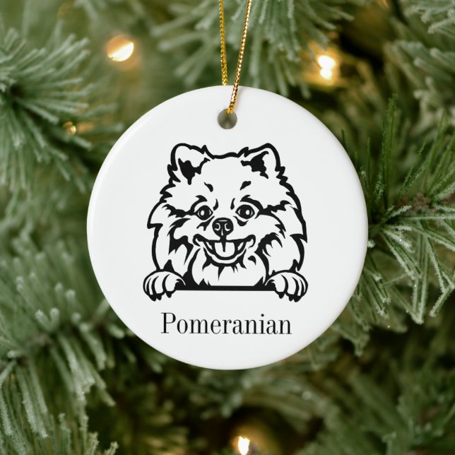 Enfeite de estimação personalizado para cão Pomerâ (Árvore)
