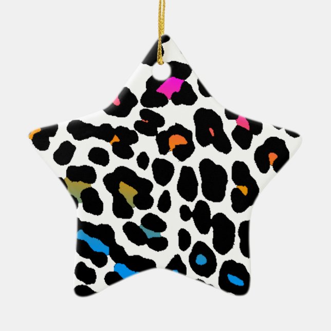 Enfeite de Estrela com Impressão de Leopardo Retro (Frente)