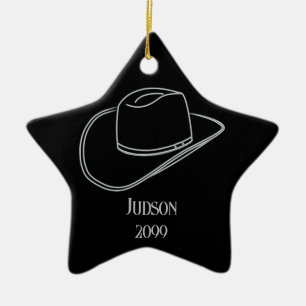 Enfeite de Estrela de Chapéu de Natal de Cowboy