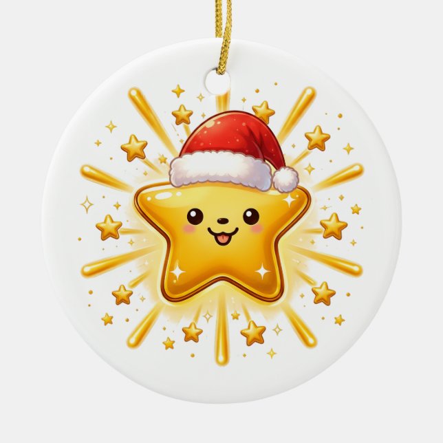 Enfeite de Estrela de Natal Fofo (Frente)