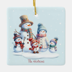 Enfeite de Família de Boneco de Neve com Múltiplos