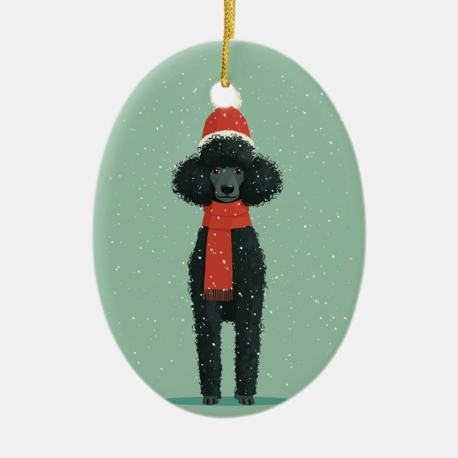 Enfeite de Férias de Poodle Preto (Frente)