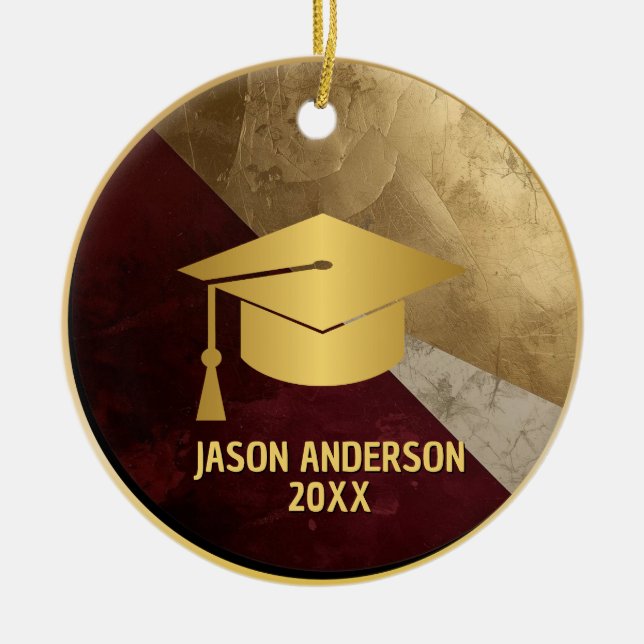 Enfeite de Formatura Personalizado Dourado e Marro (Frente)