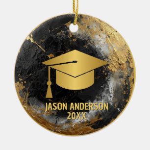 Enfeite de Formatura Personalizado Dourado e Preto