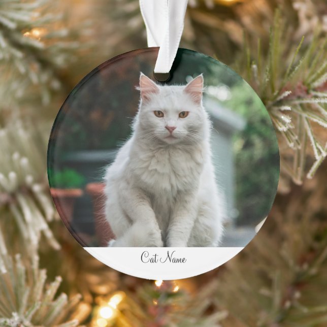 Enfeite de Foto com Nome de Gato Personalizado (Árvore)