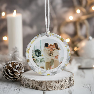 Enfeite de Foto de Família de Floco de Neve Dourad