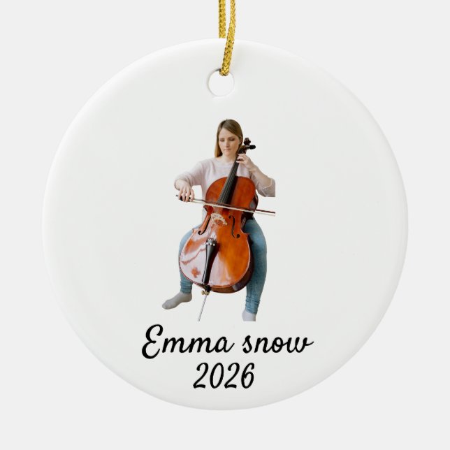 Enfeite de Foto de Violoncelo, Violoncelista de In (Frente)