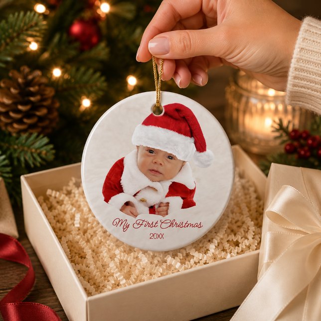 Enfeite de Foto do Primeiro Natal do Bebê (Criador carregado)