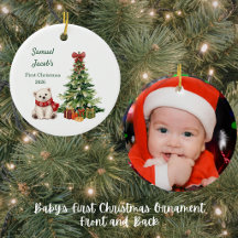 Enfeite de Foto do Primeiro Natal do Bebê