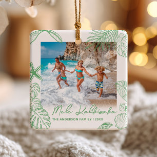 Enfeite de Foto Mele Kalikimaka Tropical Verde