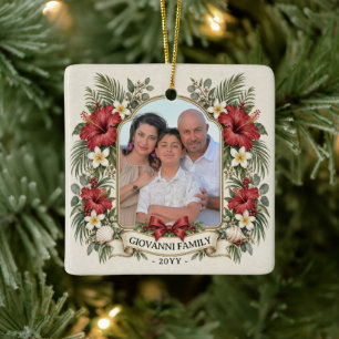 Enfeite de Foto Personalizado, Flor de Hibisco Tro