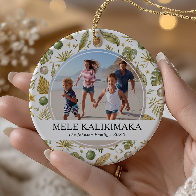 Enfeite de Foto Tropical Mele Kalikimaka (Criador carregado)