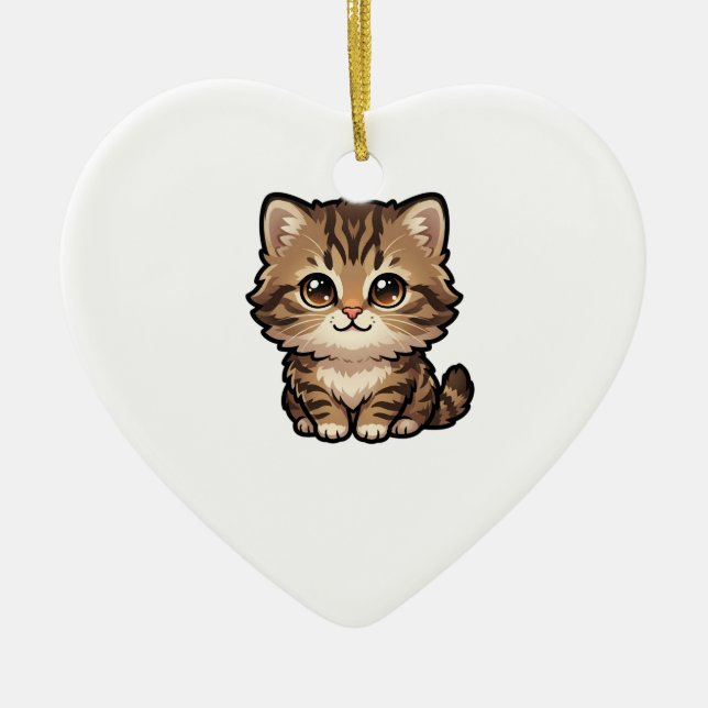 Enfeite de Gatinho Malhado de Marrom Fofo (Frente)