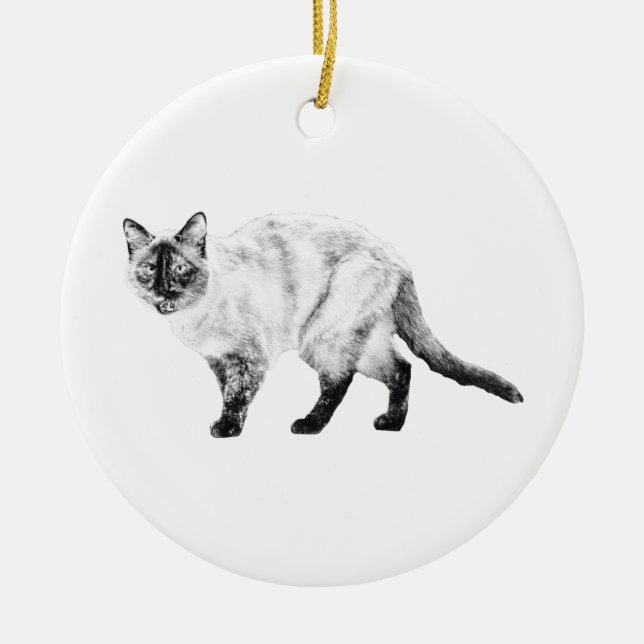 Enfeite de Gato Macio e Calmo para Feriados (Frente)