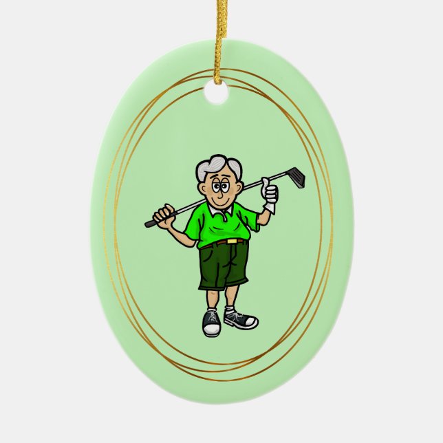 Enfeite de Golfista Masculino de Cabelo Grisalho M (Frente)