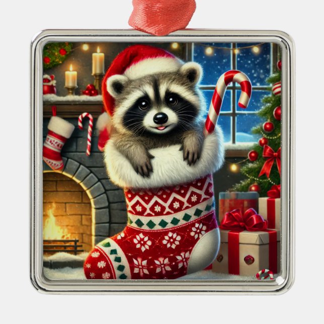 Enfeite de Guaxinim de Natal (Frente)