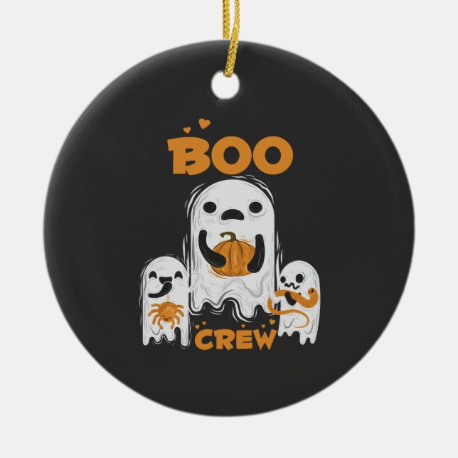 Enfeite de Halloween de Fantasma da Boo Crew (Frente)