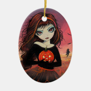 Enfeite de Halloween Menina de Olhos Grandes com A