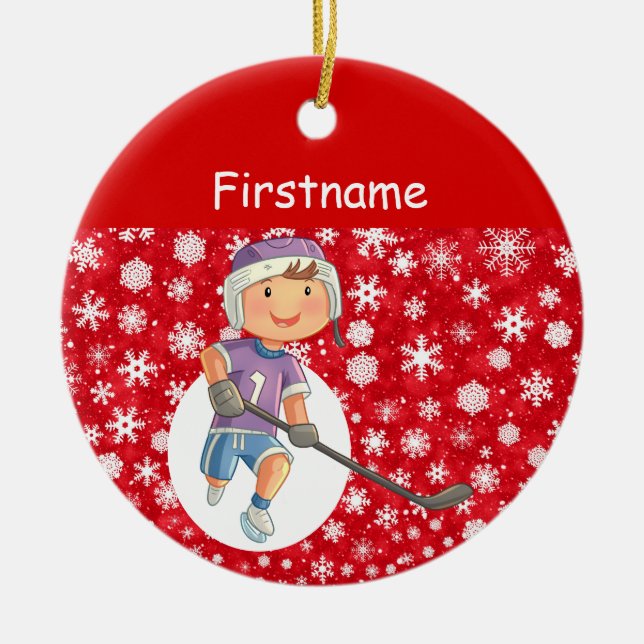 Enfeite de hóquei para jogadores - neve branca ver (Frente)