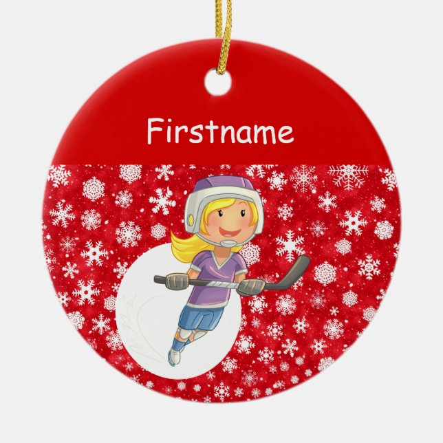 Enfeite de hóquei para jogadores - neve branca ver (Frente)