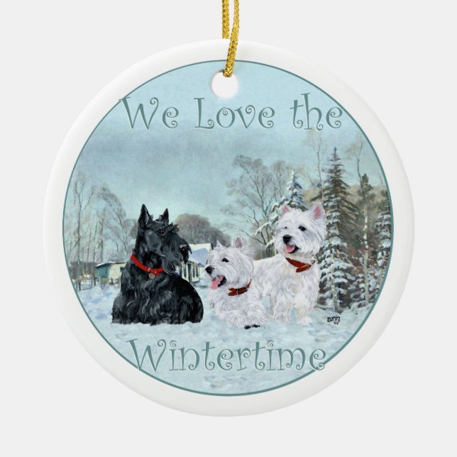 Enfeite de Inverno para Scottie & Westies (Frente)