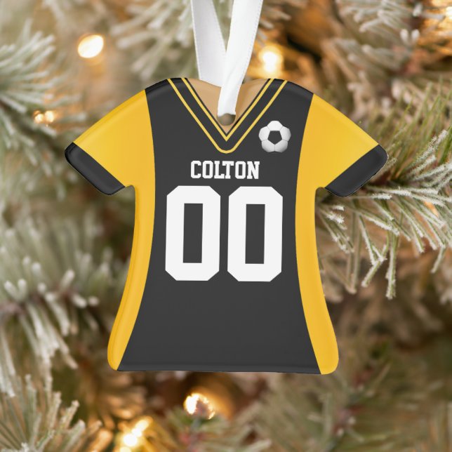 Enfeite de Jersey de Futebol Preto/Amarelo Persona (Árvore)