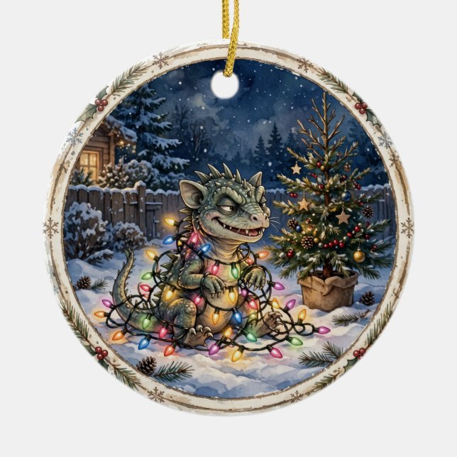 Enfeite de Luzes de Natal Chupacabra (Frente)
