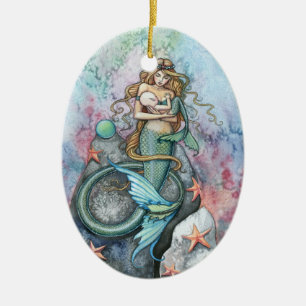 Enfeite de Mãe e Bebê Sereia do Amor Eterno
