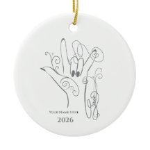 Enfeite de Mão ILY em ASL - Personalizável