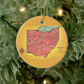 Enfeite de Mapa Antigo de Ohio