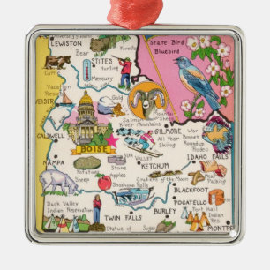 Enfeite de Mapa Antigo do Estado de Boise, Idaho