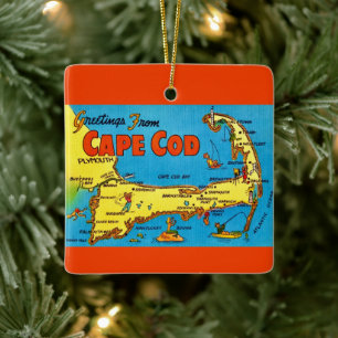 Enfeite de Mapa Colorido de Cape Cod