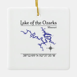 Enfeite de Mapa Quadrado do Lago Ozarks Missouri