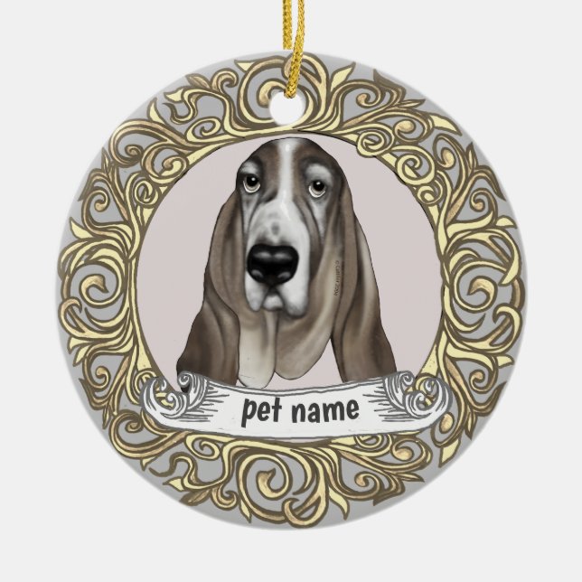 Enfeite de memória amorosa do cão Basset Hound (Frente)